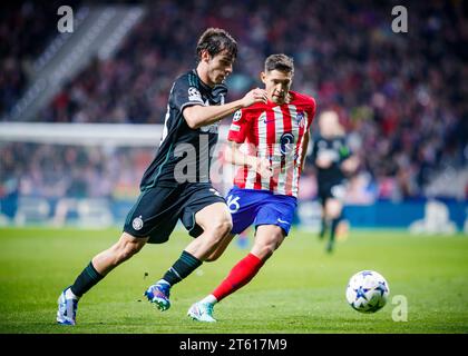 Madrid, Spanien. November 2023. Während des UEFA Champions League-Spiels zwischen Atletico Madrid und Celtic in Madrid, Spanien, am 7. November 2023 (Foto: © Ma de Gracia Jimenez/DAX via ZUMA Press Wire) NUR REDAKTIONELLE VERWENDUNG! Nicht für kommerzielle ZWECKE! Stockfoto