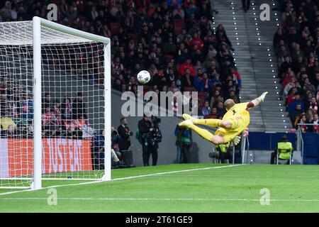 Madrid, Spanien. November 2023. Joe Hart, Torhüter von Celtic, konnte beim Spiel der UEFA Champions League Gruppe E zwischen Atletico de Madrid und Celtic am 7. November 2023 in Madrid kein Tor retten. Gustavo Valiente/Xinhua/Alamy Live News Stockfoto