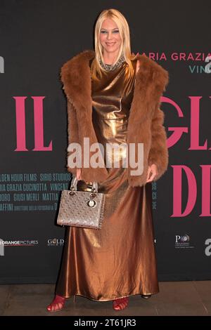 Rom, Italien. November 2023. Eleonora Daniele besucht den roten Teppich der Premiere des Films „Il meglio di te“ im Space Moderno Cinema. Quelle: SOPA Images Limited/Alamy Live News Stockfoto