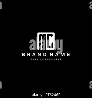 MC-Monogramm-Logo-Initialen mit quadratischer rechteckiger Form isoliert auf schwarzem Hintergrund Initialen Vektorgrafik-Vorlage Stock Vektor