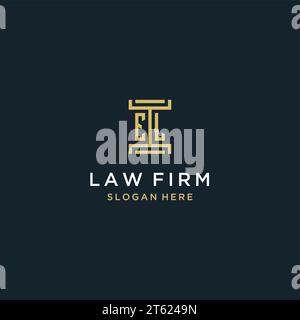 EL Initial Logo Monogramm Design für Juristen, Rechtsanwälte, Rechtsanwälte und Anwaltskanzleien Stock Vektor