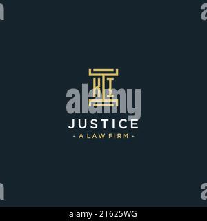 KI Initial Logo Monogramm Design für Juristen, Rechtsanwälte, Rechtsanwälte und Anwaltskanzleien Stock Vektor