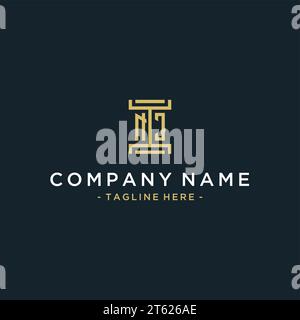 NJ Initial Logo Monogramm Design für Juristen, Rechtsanwälte, Rechtsanwälte und Anwaltskanzleien Stock Vektor