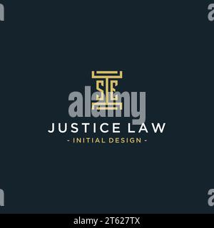 SE Initial Logo Monogramm Design für Juristen, Rechtsanwälte, Rechtsanwälte und Anwaltskanzleien Stock Vektor