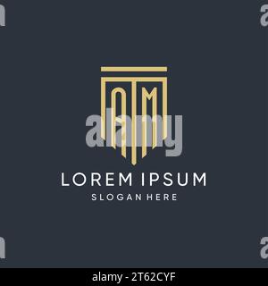 AM-Monogramm mit moderner und luxuriöser Vektorgrafik in Schildform Stock Vektor