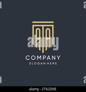 AA-Monogramm mit moderner und luxuriöser Vektorgrafik in Schildform Stock Vektor
