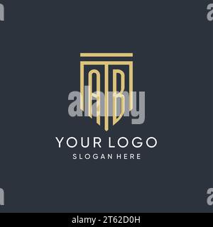 Ab-Monogramm mit moderner und luxuriöser Vektorgrafik in Schildform Stock Vektor