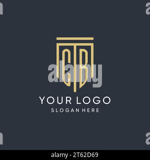 CB-Monogramm mit moderner und luxuriöser Vektorgrafik in Schildform Stock Vektor