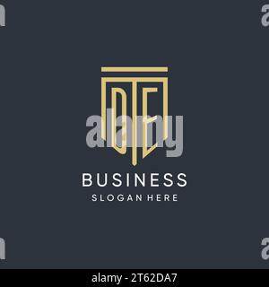 DE Monogramm mit moderner und luxuriöser Vektorgrafik in Schildform Stock Vektor