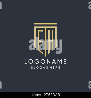 EH-Monogramm mit moderner und luxuriöser Vektorgrafik in Schildform Stock Vektor