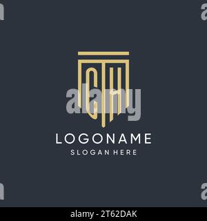 CH-Monogramm mit moderner und luxuriöser Vektorgrafik in Schildform Stock Vektor