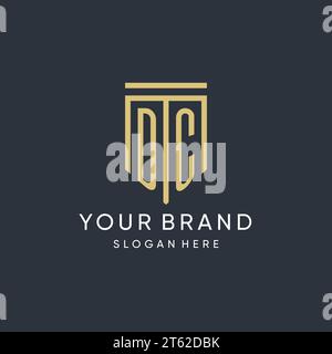 DC-Monogramm mit moderner und luxuriöser Vektorgrafik in Schildform Stock Vektor