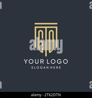 Monogramm mit moderner und luxuriöser Vektorgrafik in Schildform Stock Vektor