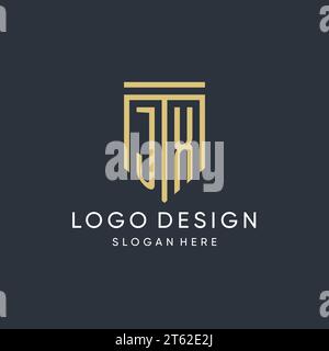 JX-Monogramm mit moderner und luxuriöser Vektorgrafik in Schildform Stock Vektor