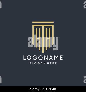 HH-Monogramm mit moderner und luxuriöser Vektorgrafik in Schildform Stock Vektor