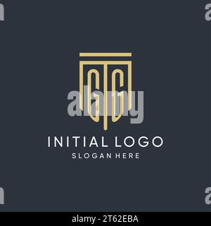 GG-Monogramm mit moderner und luxuriöser Vektorgrafik in Schildform Stock Vektor