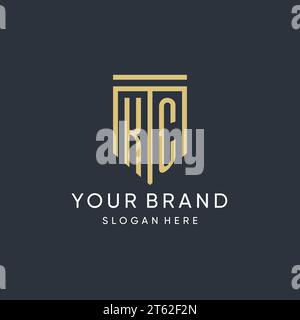 KC Monogramm mit moderner und luxuriöser Schildform Design Vektorgrafik Stock Vektor