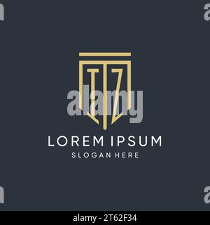 IZ-Monogramm mit moderner und luxuriöser Vektorgrafik in Schildform Stock Vektor
