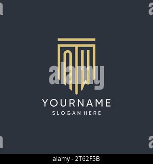NW-Monogramm mit moderner und luxuriöser Vektorgrafik in Schildform Stock Vektor