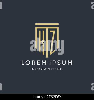 KZ Monogramm mit moderner und luxuriöser Schildform Design Vektorgrafik Stock Vektor
