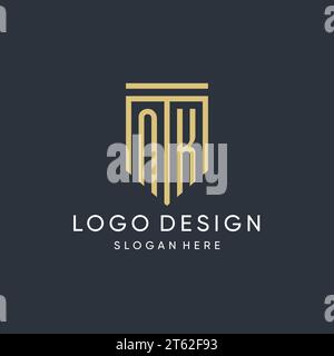 NK-Monogramm mit moderner und luxuriöser Vektorgrafik in Schildform Stock Vektor