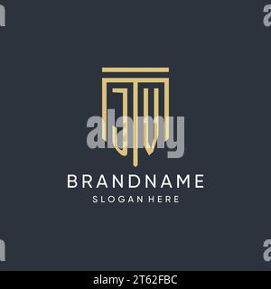 JV-Monogramm mit moderner und luxuriöser Vektorgrafik in Schildform Stock Vektor