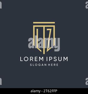 LZ-Monogramm mit moderner und luxuriöser Vektorgrafik in Schildform Stock Vektor
