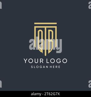QB Monogramm mit moderner und luxuriöser Schildform Design Vektorgrafik Stock Vektor