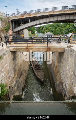 Historische Erie Canal „Flight of Five“ kombinierte Schleusen, Lockport New York Stockfoto