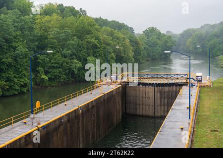 Erie Canal Locks 2 und 3 in Seneca Falls New York Stockfoto