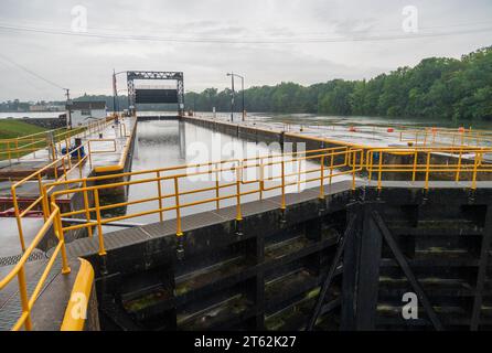Erie Canal Locks 2 und 3 in Seneca Falls New York Stockfoto