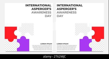 Internationaler aspergers Awareness Day Social Media Post Stock Vektor