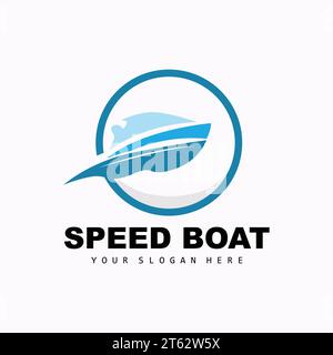 Speed Boat Logo, Fast Cargo Ship Vector, Sailboat, Design For Ship Manufacturing Company, Waterway Shipping, Marine Vehicles, Transport Stock Vektor