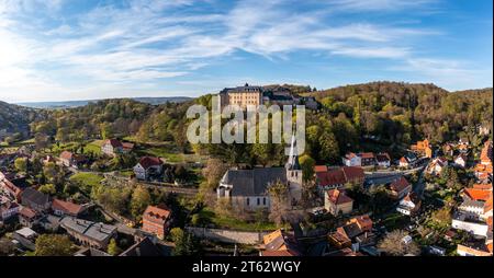 Luftbildaufnahmen Landkreis Harz Blick zum Schloss Blankenburg Stockfoto