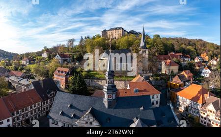 Luftbildaufnahmen Landkreis Harz Blick zum Schloss Blankenburg Stockfoto