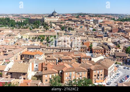 Blick auf die Stadt vom Plaza Zocodover, Toledo, Castilla-La Mancha, Königreich Spanien Stockfoto