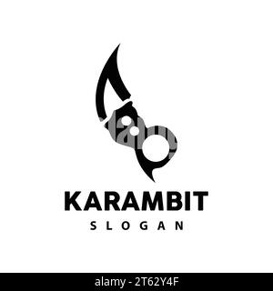 Kerambit Logo, Indonesien Kampfwaffen Vektor, Ninja Kampfwerkzeug Einfaches Design, Vorlage Illustration Symbol Symbol Symbol Stock Vektor