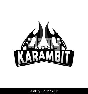 Kerambit Logo, Indonesien Kampfwaffen Vektor, Ninja Kampfwerkzeug Einfaches Design, Vorlage Illustration Symbol Symbol Symbol Stock Vektor