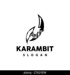 Kerambit Logo, Indonesien Kampfwaffen Vektor, Ninja Kampfwerkzeug Einfaches Design, Vorlage Illustration Symbol Symbol Symbol Stock Vektor