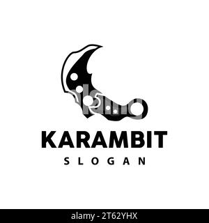 Kerambit Logo, Indonesien Kampfwaffen Vektor, Ninja Kampfwerkzeug Einfaches Design, Vorlage Illustration Symbol Symbol Symbol Stock Vektor