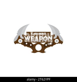 Kerambit Logo, Indonesien Kampfwaffen Vektor, Ninja Kampfwerkzeug Einfaches Design, Vorlage Illustration Symbol Symbol Symbol Stock Vektor