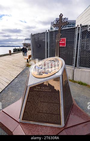 Denkmal für die große Vertreibung Tausender französischer Akadier im Jahr 1755; der Boardwalk; Halifax, Nova Scotia, Kanada Stockfoto