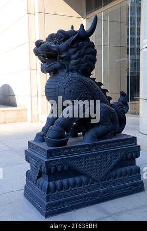 Einhornskulptur, traditionelle chinesische Skulptur Stockfoto