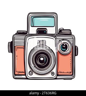 Retro-Fotokamera-Vektor isoliert auf weiß. Stock Vektor