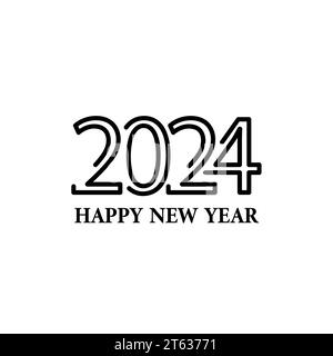 HAPPY NEW YEAR 2024, einfach und modern Stock Vektor