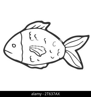 Das Symbol „Doodle Fish“. Vektorabbildung. Isoliert auf weiß. Stock Vektor
