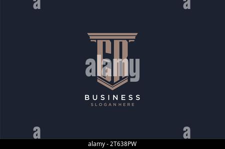 DAS erste Logo im Säulenstil, die Inspiration für das Design des Logos der Luxuskanzlei Stock Vektor