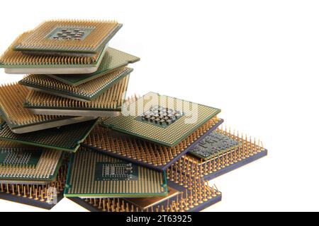 cpu-Mikropocessoren auf weißem Hintergrund isoliert Stockfoto