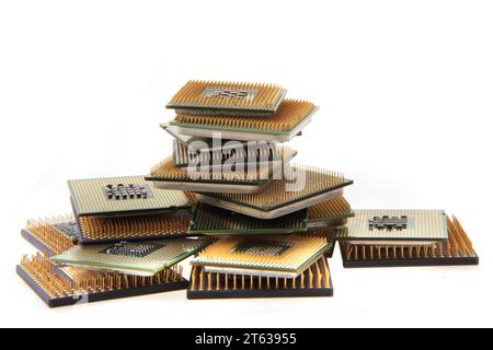 cpu-Mikropocessoren auf weißem Hintergrund isoliert Stockfoto