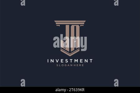JA Initial Logo im Säulenstil, Inspiration für Designideen der Luxuskanzlei Stock Vektor